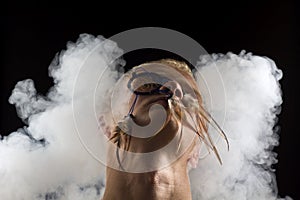 A man in abstract smoke