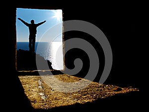 Man in abstraction hole