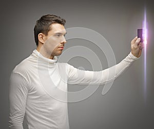 Man with access card