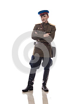 Man actor in the form of an officer captain People`s Commissariat of Internal Affairs of Russia from the period 1943-1945