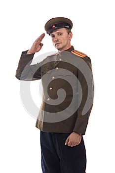 Man actor in the form of an officer captain People`s Commissariat of Internal Affairs of Russia from the period 1943-1945