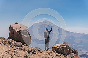 Man admiring the view of volcano Popocaepetl