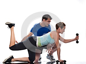 Man aerobic trainer positioning woman Workout photo