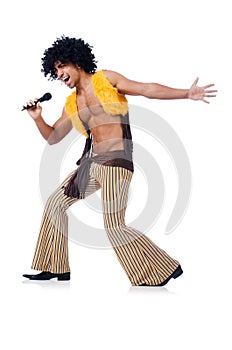 Man with afrocut and mic