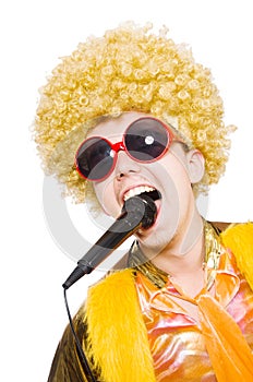 Man with afrocut and mic