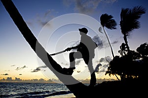 Man against the setting sun