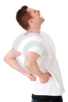 Man in agony with back pain