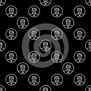 Man and AI vector Artificial Intelligence outline round seamless pattern