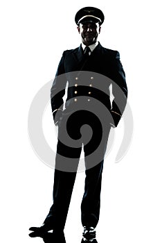 Man in airline pilot uniform silhouette