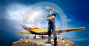 Man and airplane