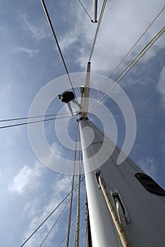 Man aloft and blue sky