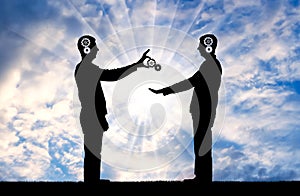 Man altruist gives a part of yourself to another person photo