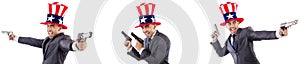 The man with american hat and handguns