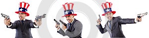 The man with american hat and handguns