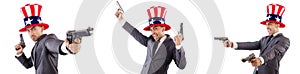 The man with american hat and handguns