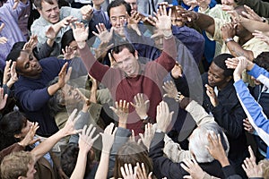 Man Amidst Around People