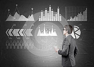 Man analyzing corporation indices