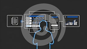 Man Analyzing Data on Multiple Screens