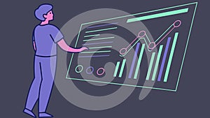 Man Analyzing Data on Screen, Business Analytics and Growth, vector design Generative AI