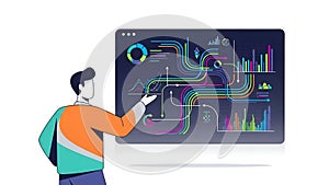 Man Analyzing Data Visualization on Computer Screen