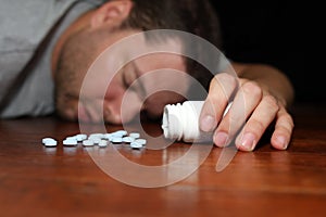 A man appearing to have overdosed on pills