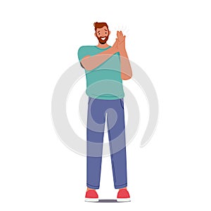 Man Applauding, Clap Hands Isolated on White Background. Happy Character Cheering, Support Friend, Celebrate Success