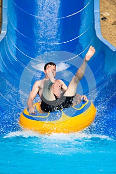 Man at aqua park