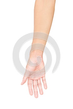 Man arm with blood veins on white background with clipping path, health care and medical concept