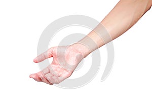 Man arm with blood veins on white background with clipping path, health care and medical concept