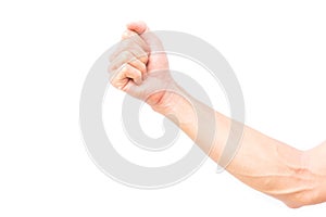 Man arm with blood veins on white background, health care concept