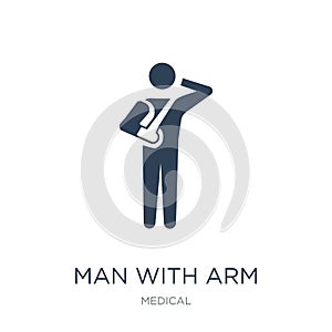 man with arm injury icon in trendy design style. man with arm injury icon isolated on white background. man with arm injury vector