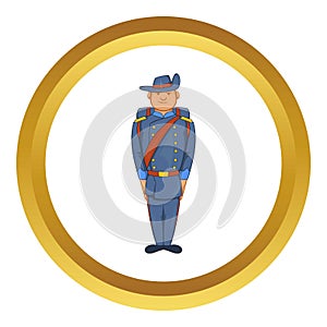 Man in army uniform 19th century vector icon