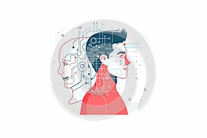 man and artificial intelligence isolated vector style