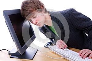 Man Asleep at His Computer