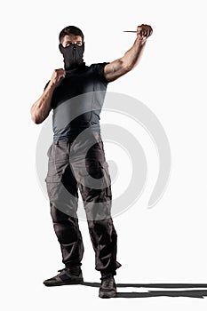 Man atacking with knife isolated
