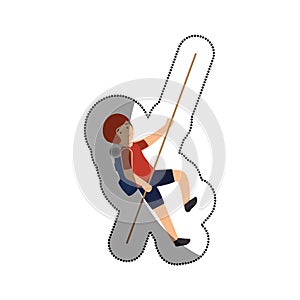 man athlete practicing climbing avatar character