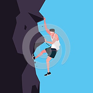 man athlete practicing climbing character