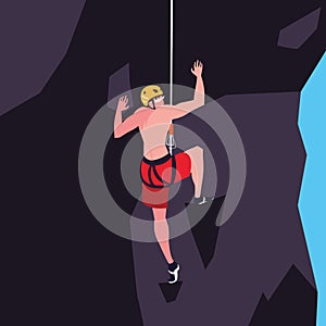 man athlete practicing climbing character