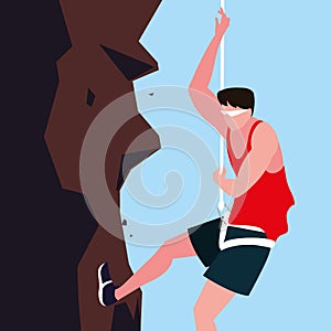 man athlete practicing climbing character