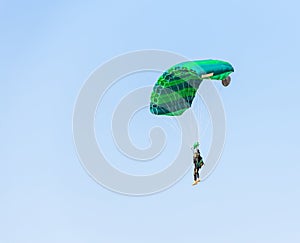 Man athlete skydiver flying