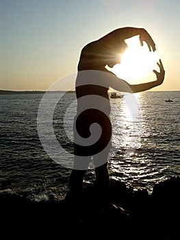 Man atitude at sunset