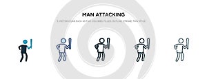 Man attacking icon in different style vector illustration. two colored and black man attacking vector icons designed in filled,