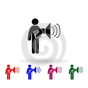 man with audio degree multi color icon. Simple glyph, flat vector of student degree icons for ui and ux, website or mobile