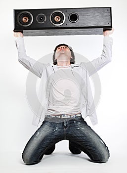 Man with audio system.