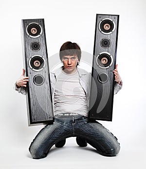 Man with audio system.