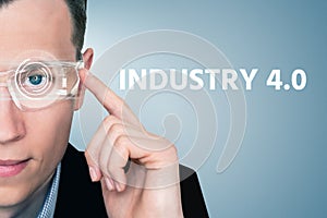 A man in augmented reality glasses