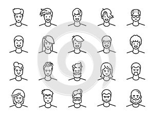 Man avatar line icon set. Included icons as Male, Boy, Profile, Personal and more.