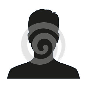 Man avatar profile. Male face silhouette or icon isolated on white background. Vector illustration.