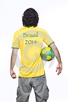 Man back with brasil jersey