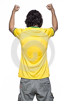 Man back with brasil jersey